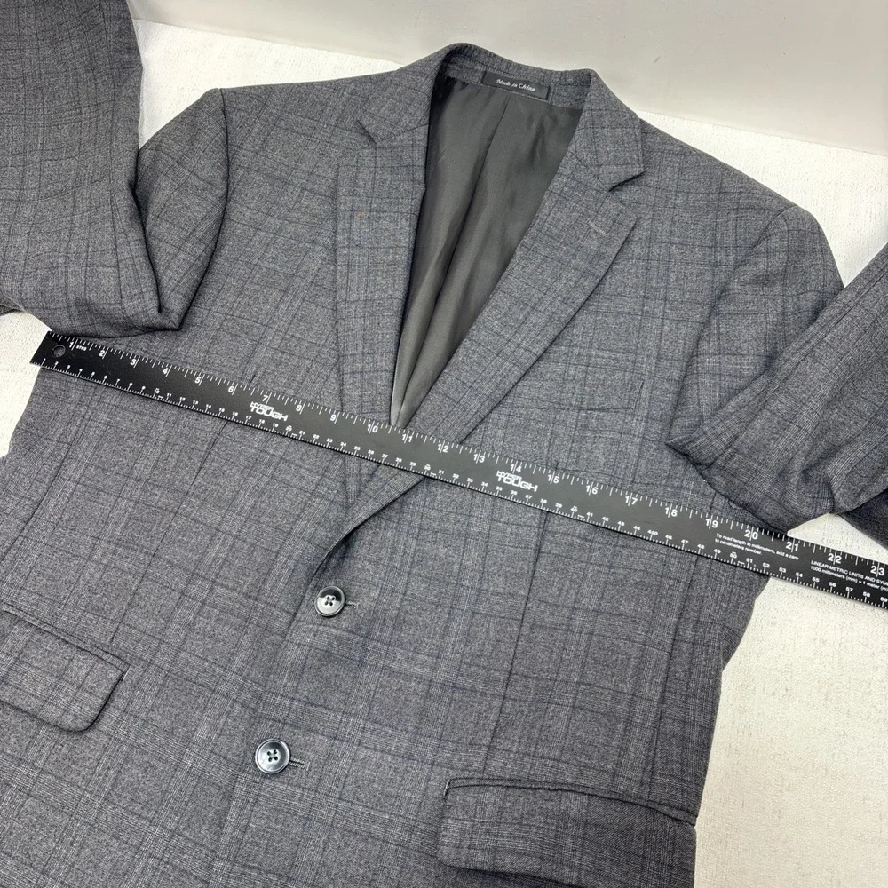 Calvin Klein Mens Extreme Slim‎ Fit Gray Plaid Vest And Blazer Jacket Size 42S